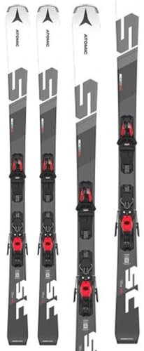 ATOMIC SC REDSTER - Grau-weiße Atomic Skier 161cm - Leichtes Herren & Damen Ski Equipment - Ski für Einsteiger & mittlere Fahrer - Damen & Herren Skier mit Bindung (voreingestellte M 10 GW Bindung)