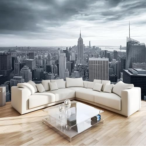 3D Effect Photo Wallpaper Empire State Building New York City Gray Mural Panoramic Wall Tapestry Large Photo Wallpaper Mural 400x280 cm Bedroom Eco-Friendly Wallpaper Decoration