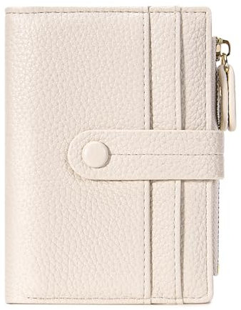 HKCLUF Portefeuille pour Femme, Portefeuille pour Femme en Cuir, Portefeuille RFID Petit Portefeuille avec Pochette à Monnaie Portefeuille avec Fermeture éclair et Compartiments Multiples (Blanc)