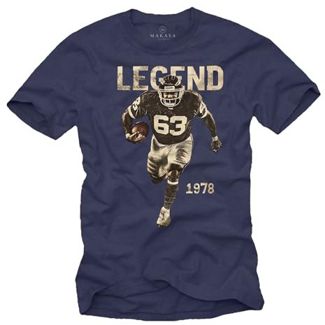 MAKAYA Mücke 63 T-Shirt Herren American Football Trikot Vintage Retro Motiv Bulldozer Blau L