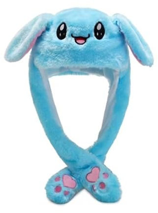 GWAWG Mütze mit Ohren,Mütze mit Wackelohren,Mütze mit Beweglichen Ohren, für Partys, Cosplay, Weihnacht(Blau)