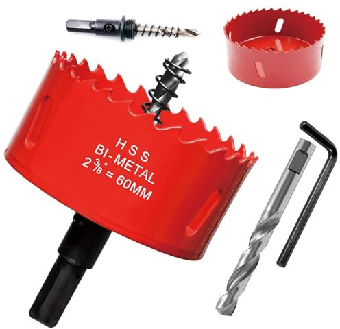 2.36 inch Hole Saw with Quick Change Arbor and Allen Wrench, Bi-Metal M 42 Hole Cutter, Smooth and Fast, 60mm Hole Saw for Wood, Plastic, UPVC, Fiberglass, Plasterboard