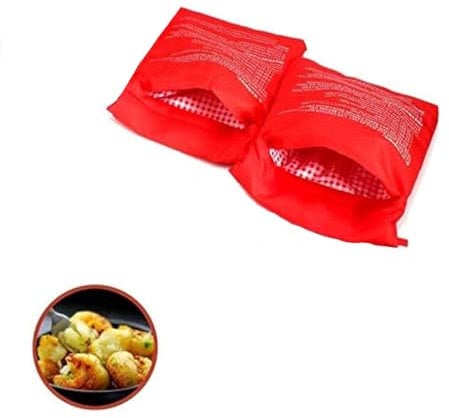 Potato Bags,Microwave Potato Cooker Bag 2 PCS Microwave Pouch Potatoes Express Pouch Washable baking bags potato storage bag microwave potato bag and Reusable Potato Cooker Pouch Baked Potato Just