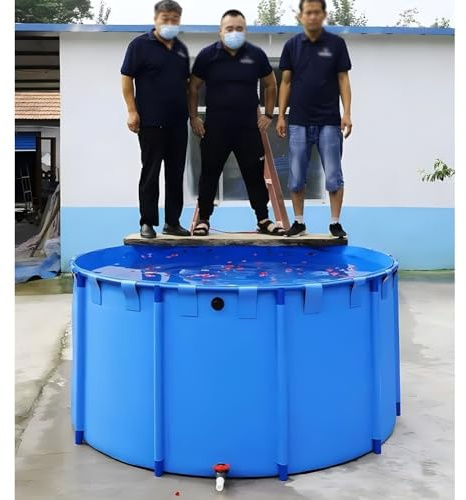 Piscina Rotonda Per Laghetto Per Pesci All'aperto Con Telaio Resistente, Piscina Fuori Terra Per Acquario, Grande Telone Pieghevole Per Esterni, Per Allevamento Koi Agricolo(1.8x1.2 m/70.9x47.2 in)