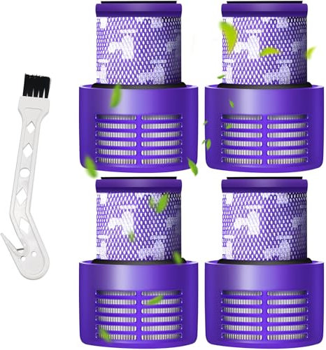 4 filtri di ricambio per Dyson V10 Cyclone Series, filtro aspirapolvere per Dyson, filtro lavabile, filtro V10 per Dyson, Motorhead Hepa Filtro con spazzola per la pulizia, sostituire DY-969082-01