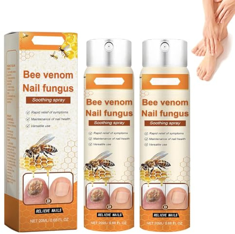 Bienengift Nagel-Reparatur Spray, Bienengift-Nagelspray, Nagelwachstums- und Reparaturserum,Nail Spray for Damaged and Discolored Fuß- und Fingernägel (2)
