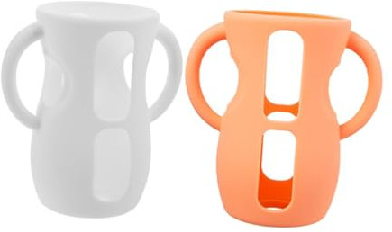 Warmhm 2pcs Silicone Bottle Sleeve Handles Newborn Protective Covers for Bottle Milk Feeding