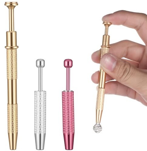 YBEATY 3Pcs Piercing Ball Grabber Diamond Claw Tweezers Piercing Assistant Pen Changing Tools 4-Claw Pick Up Piercing-Ball Holder Flat Back Earrings Applicator Tool for Small Parts Pickup