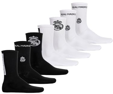 Real Madrid Unisex Socken, 7er Pack | Offizielles Lizenzprodukt, Tennis Socken Baumwollmischung, Fangeschenk mit eingewebtem Logo