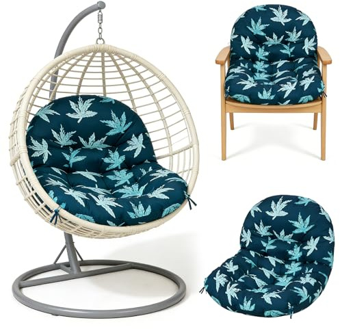 Egg Chair Cushion, 120x85x18cm Thicken Hanging Basket Chair Cushion, Waterproof Egg Swing Chair Cushion Replacement (Only Cushion) Hanging Seat Cushion for Garden Outdoor Indoor (Royal Blue)