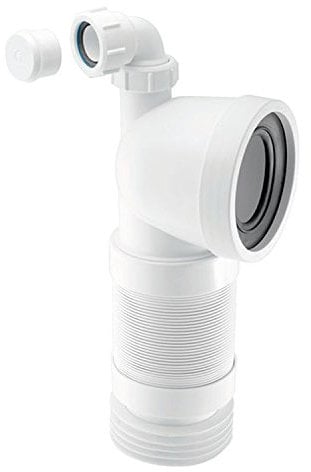 McAlpine WC-CON8FV 90 Degree Flexible WC Connector with Universal Vent Boss, White