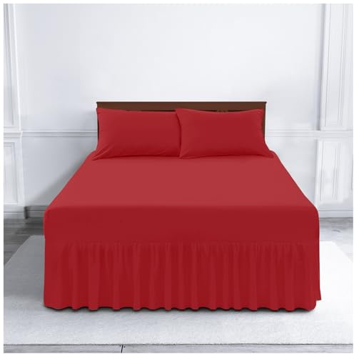 Gaveno Cavailia Luxury Non-Iron PERCALE VALANCE Sheet, Poly-Cotton, Red , King