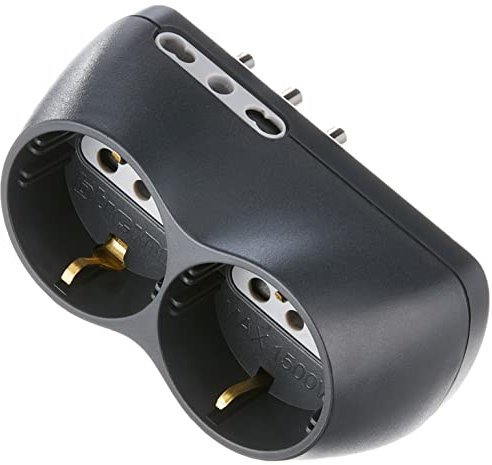 BTicino S3614G Adattatore B4, Bipasso 10/16A e 2 Prese P30, Spina 16A, 1500 W, 250 V, Nero
