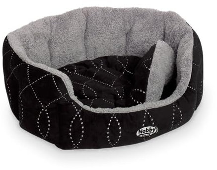 Nobby 71548 Komfortbett Oval Ceno für Hunde oder Katzen, L x B x H: 86 x 70 x 24 cm, schwarz/grau