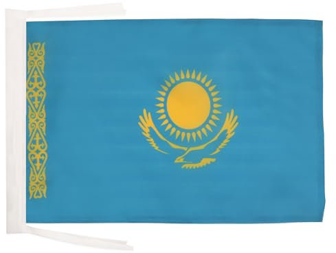 BANDERA de KAZAJISTÁN 45x30cm - BANDERINA KAZAJA 30 x 45 cm cordeles - AZ FLAG