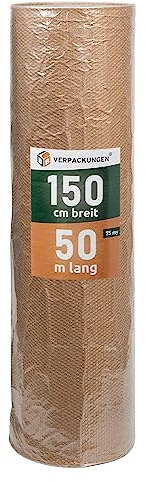BB-Verpackungen 2 x Luftpolsterfolie 1,5 x 50 m papierkaschiert (75 my stark, Schutz von empfindlichen Gegenständen) - Sets zwischen 1 und 4 Rollen