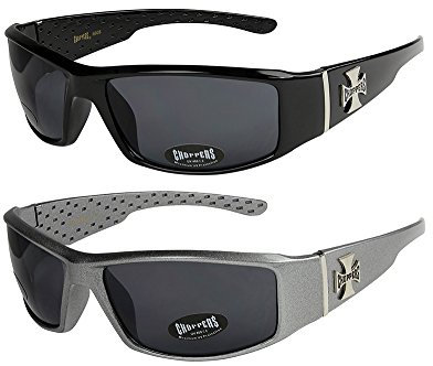 X-CRUZE 2er Pack Choppers 6608 X0 Sonnenbrillen Motorradbrille Sportbrille Radbrille in den Farben schwarz, anthrazit, silber und weiß, 1x Modell 01 und 1x Modell 04, Einheitsgröße