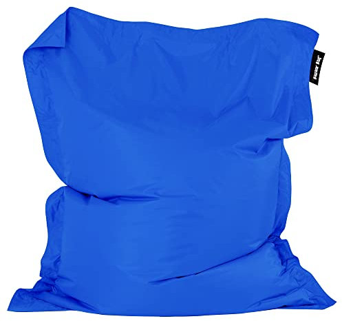Bean Bag Bazaar Giant Bean Bag, Blue, Water Resistant Fabric, Outdoor Beanbag, Floor Cushion with Filling Included, 180cm x 140cm, Extra Wide Garden Chairs, Outdoor Seating, Garden, Patio