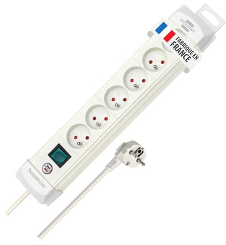 Brennenstuhl Premium Mehrfachstecker mit 6 Steckdosen und Schalter, 3°m, weiß, 1390221066