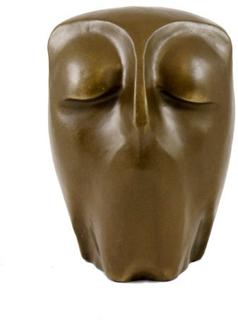 Moderne Kunst - Bronzeskulptur - Ruhende Eule - signiert von Milo - Eulen Skulptur - Bronzefigur Eule - Uhu Figur