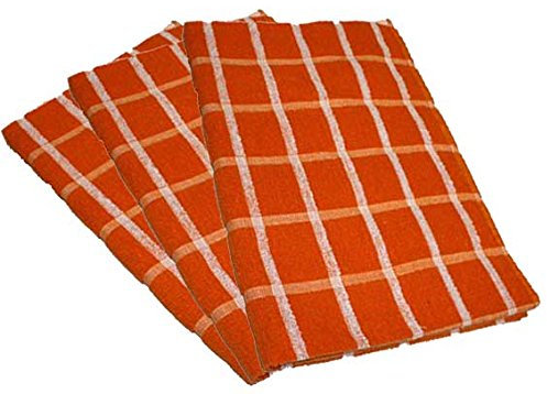 Portland Luxury Waffle Egyptian Tea Towel [3 PACK] 50x70cm Orange/White