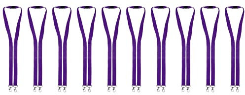 Karteo Schlüsselband mit Doppelkarabiner lila [50 Stück] Lanyard mit Karabinerhaken und Sicherheitsverschluss für Ausweishüllen