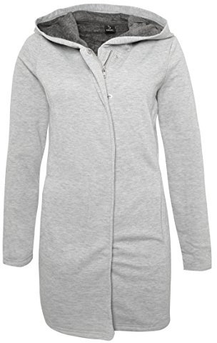 Sublevel Damen Sweatjacke mit Innenfleece | Hoodie | Langer Sweat-Pullover mit Kapuze Light-Grey L
