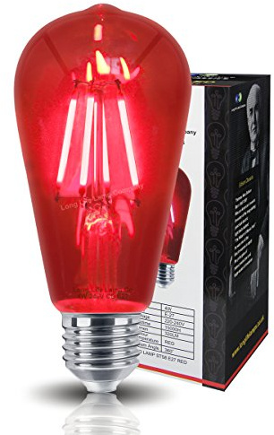 Long Life Lamp Company Ambient 4w Vintage LED Filament Red Light Bulb E27 Clear Glass Edison Classic ST58