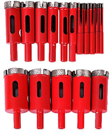 14Pcs 6-35mm Diamond Drill Bits Set, Marble Concrete Masonry Coated Hole Saw Sets Drilling Cutters Glass and Tile Hollow Core Drill Bits Extractor Remover Cutting Tools for Granite Ceramic Porcelain