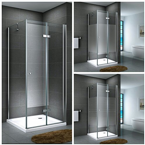 Duschkabine Eckdusche Duschabtrennung Falttür Pendel Dusche ESG Duschtasse Leine, Größe:90 x 90 x 190 cm, Dusche_Amazon:Teilsatiniert | ohne Duschtasse & Ablauf