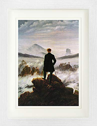 1art1 Caspar David Friedrich Poster Der Wanderer Im Nebelmeer, 1818 Gerahmtes Bild Mit Edlem Passepartout | Wand-Bilder | Im Bilderrahmen 40x30 cm