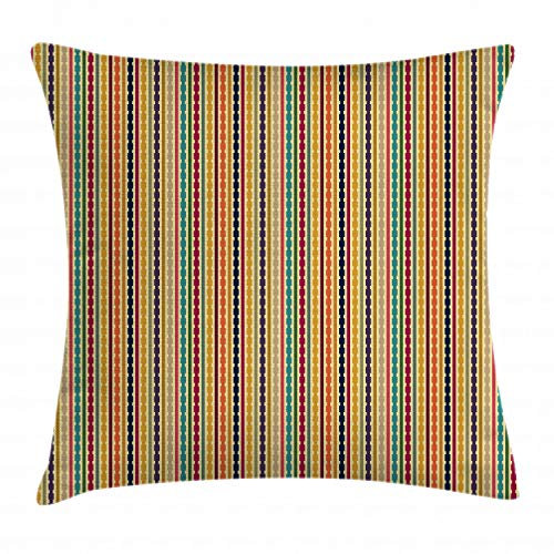 ABAKUHAUS Streifen Kissenbezug, Simplistic Form, Muster, Beidseitiges Digitaldruck mit Reißverschluß Farbfest Pflegeleicht und Waschbar, 50 x 50 cm, Senfgelb