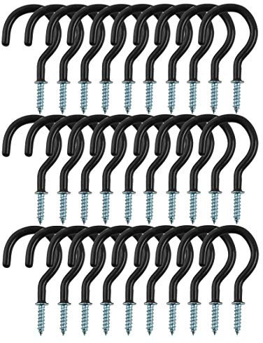 sourcing map 30pcs Coupe Plafond Vinyle Recouvert Métal Visser Cintre pour Domicile Bureau Plantes Extérieur Lumieres Support Noir 3/4 pouce