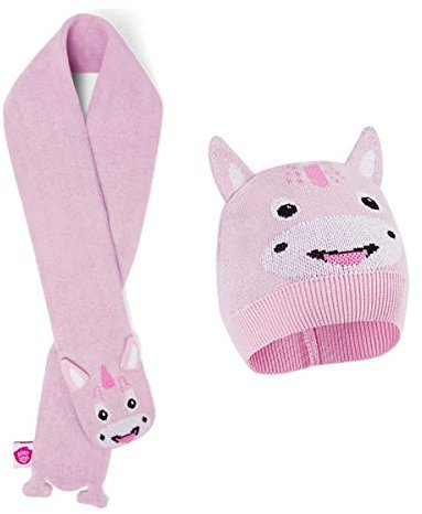 Affenzahn Winterset - Geschenke Box, Set Schal und Mütze - Einhorn - Pink