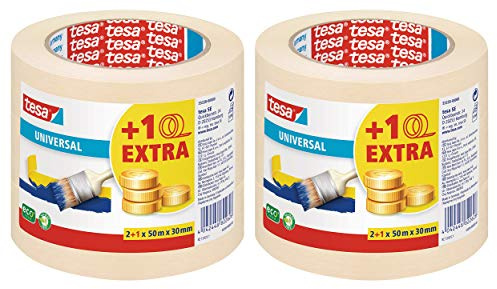 tesa Malerband für einfache Malerarbeiten, 50m x 30mm (50m x 30mm | 2 x 3 Rollen)