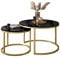 lukmebel Couchtisch rund - CIRI 2in1 - Beistelltisch rund - Kaffetisch - Industrial Deko - Deko Wohnzimmer - Kleiner Beistelltisch - Sofatisch - Kleiner Tisch - Gold Matt, Schwarz Hochglanz