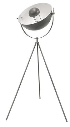 Lampadaire Trépied Projecteur en Métal 145cm - Gris Blanc