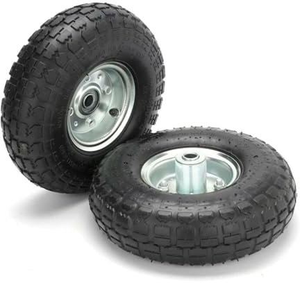 Holdfiturn 2Pcs Wheelbarrow Wheel 10 4.10/3.50-4 Wheelbarrow Wheels Pneumatic Tyre Heavy Duty Replacement Wheel Spare Hand Cart Wheels for Sack Truck Cart