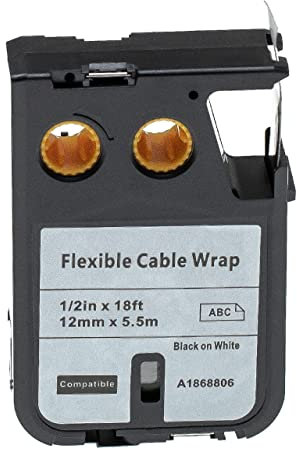 vhbw Label Tape Replacement for Dymo 1868806 for Label Printer 5.5m x 12 mm, Black on White, Flexible Cable Wrap
