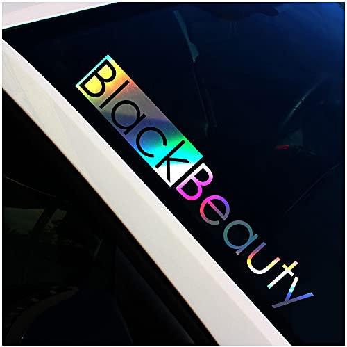 Finest Folia Frontscheibenaufkleber Schriftzug Black Beauty Aufkleber für Windschutzscheibe Heckscheibe Auto Fahrzeug Dekor Sticker Frontscheibe FS118 (Hologramm, Innenklebend)