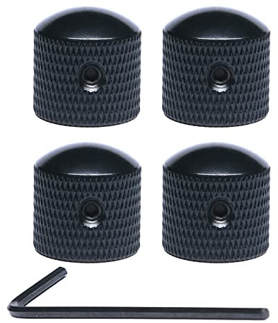 harpfeas 4 Stück Metall Lautstärketon Kuppel Ton Gitarre Geschwindigkeitsregler Drehknöpfe mit Inbusschlüssel Schrauben Set für Fender Strat Telecaster Gibson Les Paul E-Gitarre oder Bass (schwarz)