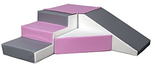 4 Großbausteine Schaumstoffbausteine Softbausteine Rutsche-Set Bausteine EPS+PE (Farbe: weiß,rosa,grau)