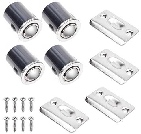 Eco-Fused Adjustable Door Ball Catch - Brushed Nickel Ball Bearing Hardware with Spring - Compatible with Most Doors - Closets, Kitchen, French Door, Cabinets (Brushed Nickle)