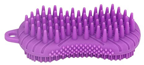Silicone Body Scrubber, Dual Side Ergonomic Handle Doccia Brush Safe Silicone Body Massage Silicone Body Brush Scrub delicato per i capelli del corpo(Viola)