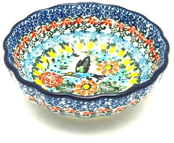 Polish Pottery Bowl - Shallow Scalloped - Small - Unikat Signature U3357