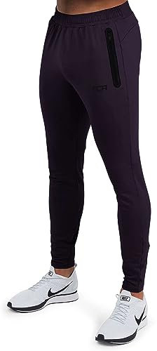 TCA Herren Rapid Quickdry enganliegende Jogging Hosen mit Reißverschlusstaschen - Lila, L