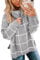 ASOMI Strickpullover Damen Gestreift Kariert: Elegant Rollkragen Pullover Winterpullover Warm Herbst Strickpulli Lässig Rundhals Farbblock Pulli Langarm Mode Übergangspullover 14Grau S