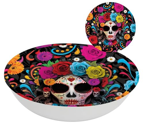 FIESTAS GUIRCA | Tag der Toten Schüssel wiederverwendbar (32 cm) - Tischdekoration für gruselige Halloween-Partys - Ideal für mexikanische Feste - Mehrfarbig