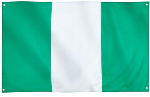 Runesol Bandera de Nigeria, 91x152cm, 3ft x 5ft, 4 Ojales, Ojal en Cada Esquina, República de Nigeria, Bandera Nigeriana, Banderas Premium, Interior, Exterior, Colores Vívidos