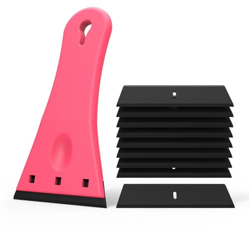 EHDIS Kunststoff Schaber(Plus-Version), Plastikschaber mit Großer Griff und Klingen, Kunststoffschaber für Klebereste Entferner und Aufkleber Entferner Auto, Fensterrahmen, Fliesen, Bodenbeläge, Rosa